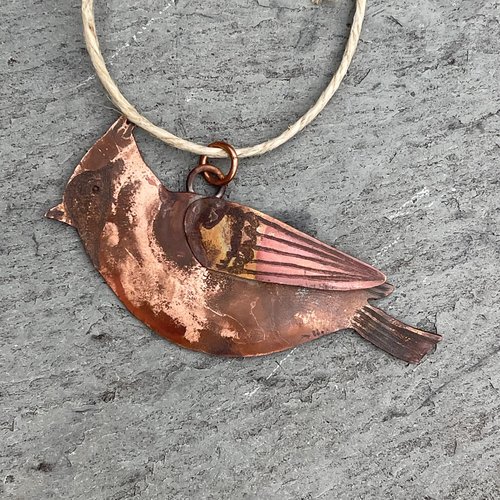 Copper cardinal ornament, example 2