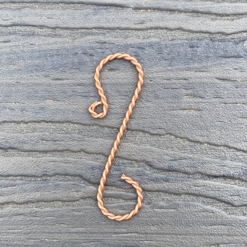Twisted 2" ornament hooks, copper.