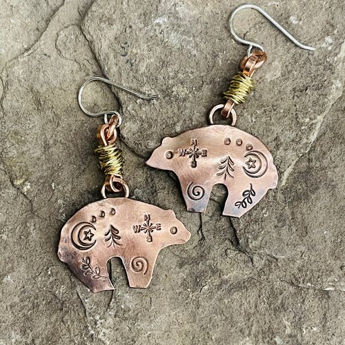Copper Zuni bear earrings.