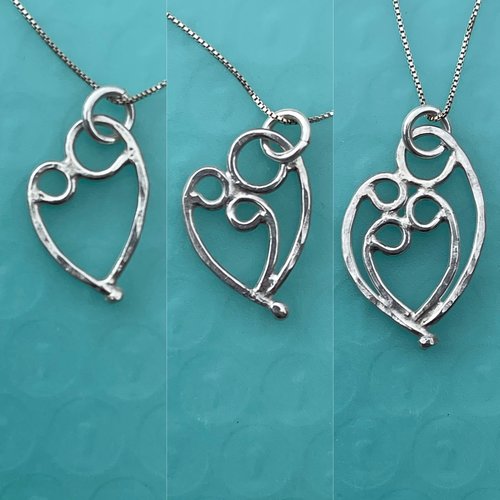 Mother & 1, 2, or 3 child pendant on sterling box chain necklace.