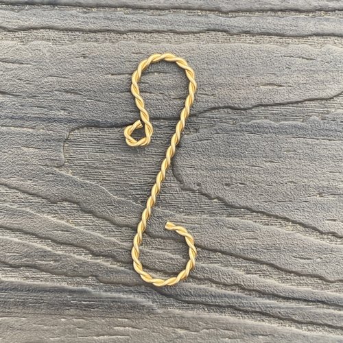 Twisted 2" ornament hooks, gold/brass.