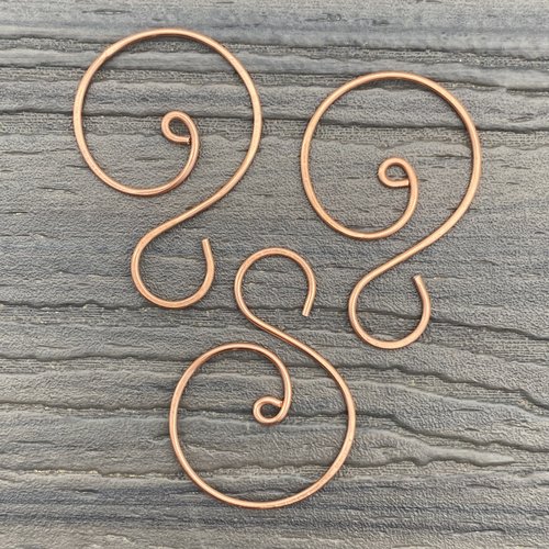 Copper, large swirl ornament hooks