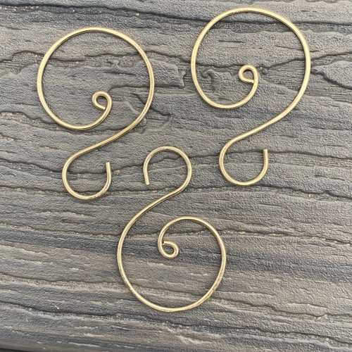 Gold/Brass, large swirl ornament hooks