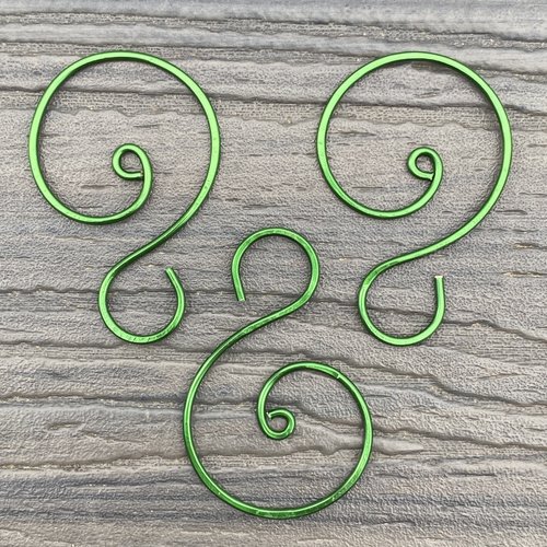 Green, large swirl ornament hooks