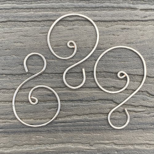 Silver, large swirl ornament hooks