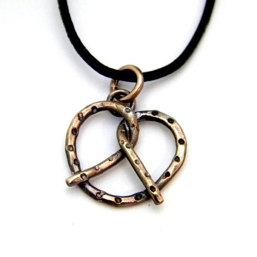 copper pretzel necklace