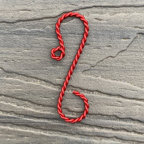 Twisted 2" ornament hooks, red.