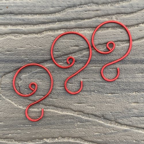 small red swirl ornament hooks