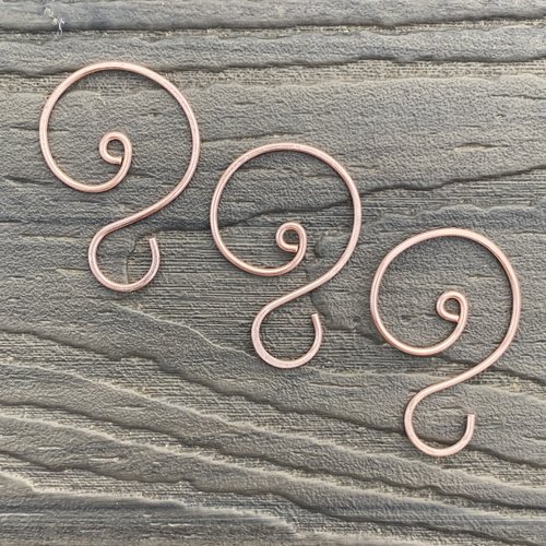 small rose gold swirl ornament hooks