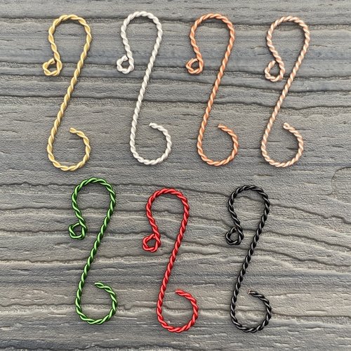 Twisted 2" ornament hooks, color samples.