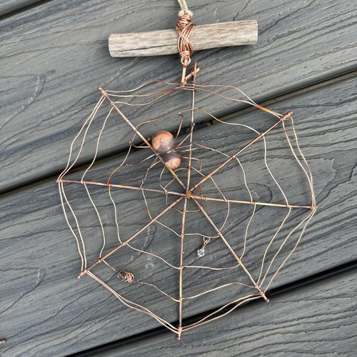 Copper Spider Web Hanging Decoration