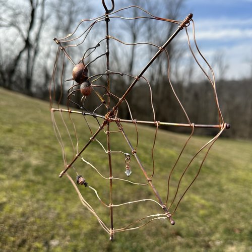 Copper Spider Web Hanging Decoration