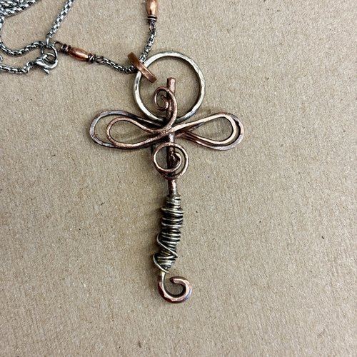 Sterling & Copper Dragonfly Pendant on stainless steel chain.