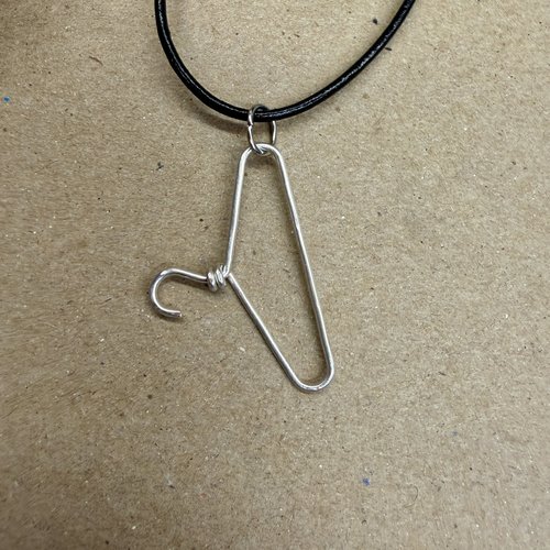 Miniature Coat Hanger Necklace, Choice of Sterling, Copper, Brass