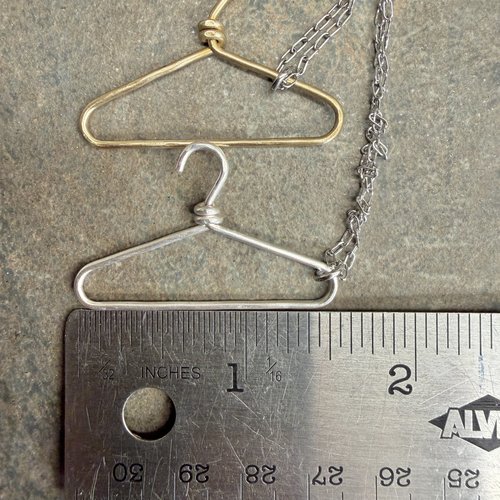 Miniature Coat Hanger Necklace, Choice of Sterling, Copper, Brass