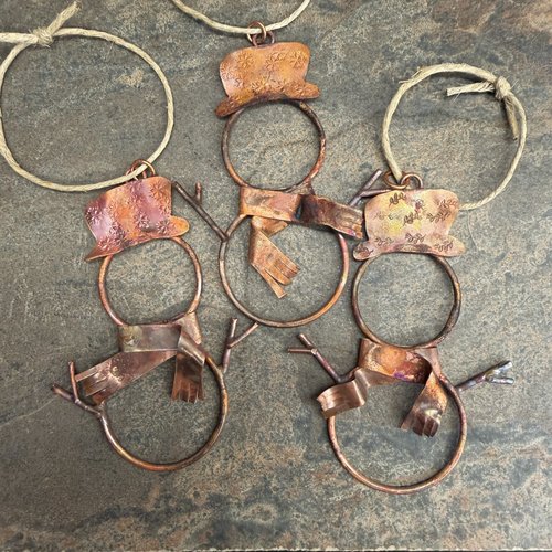 Copper Snowman Ornament