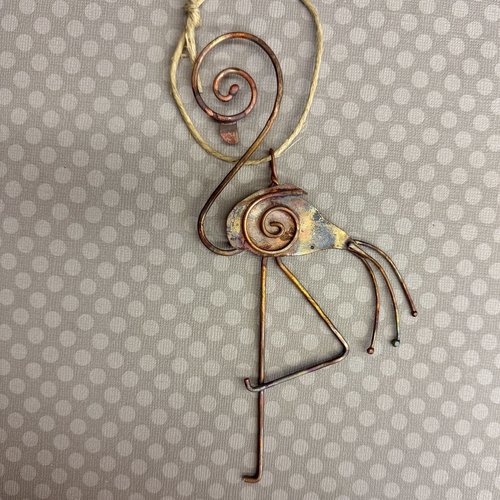 Copper Flamingo Ornament