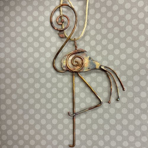 Copper Flamingo Ornament