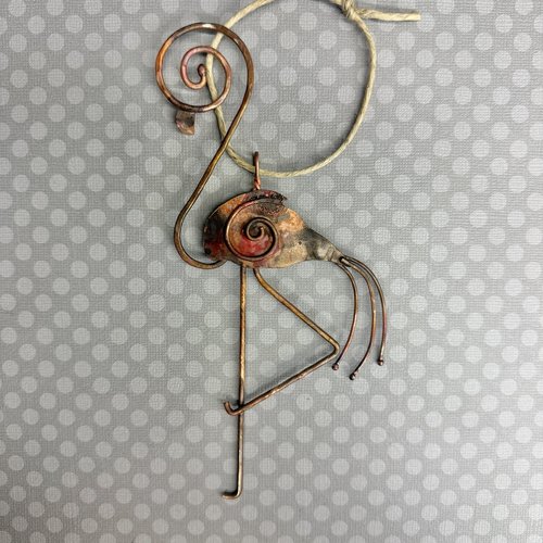Copper Flamingo Ornament