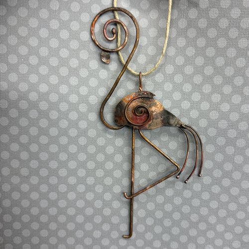Copper Flamingo Ornament