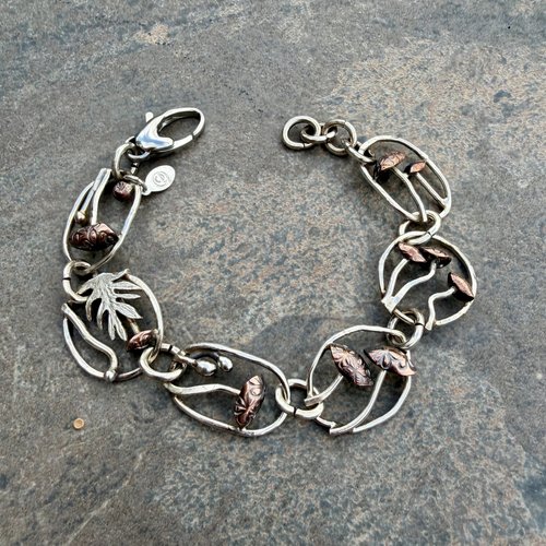 Mixed metal mushroom bracelet, photo 5