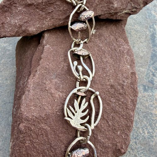 Mixed metal mushroom bracelet, photo 6