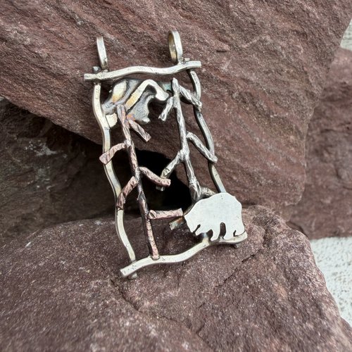 Mountain Scene Shadowbox-style Necklace