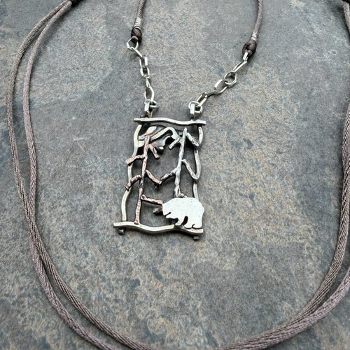 Mountain Scene Shadowbox-style Necklace