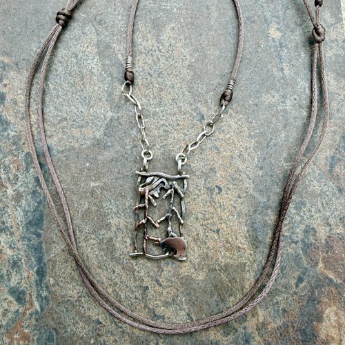 Mountain Scene Shadowbox-style Necklace
