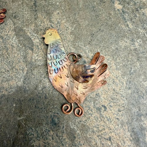 Copper Chicken or Rooster Ornament