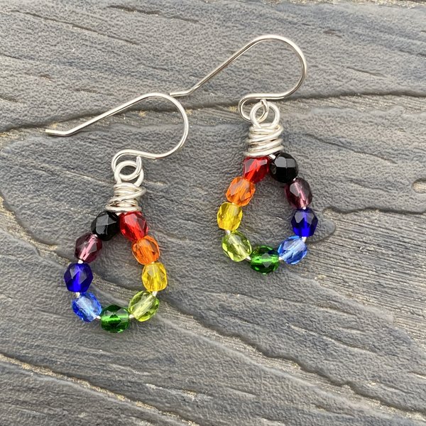 Sterling Czech Glass Rainbow earrings