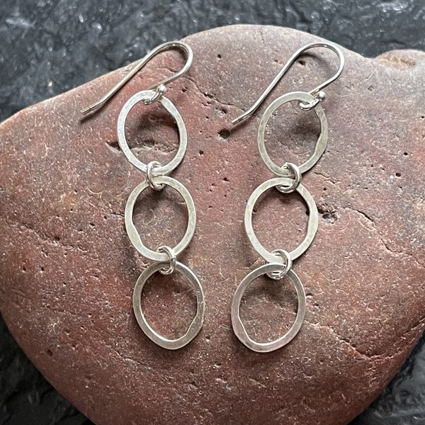 Triple oval sterling dangle earrings
