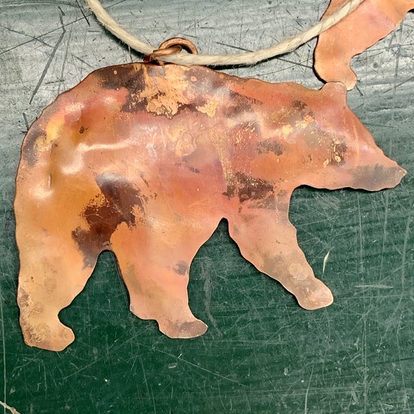 Copper Bear Ornament, Blank or Personalized