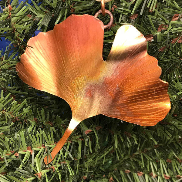 Copper Ginkgo Leaf Ornament