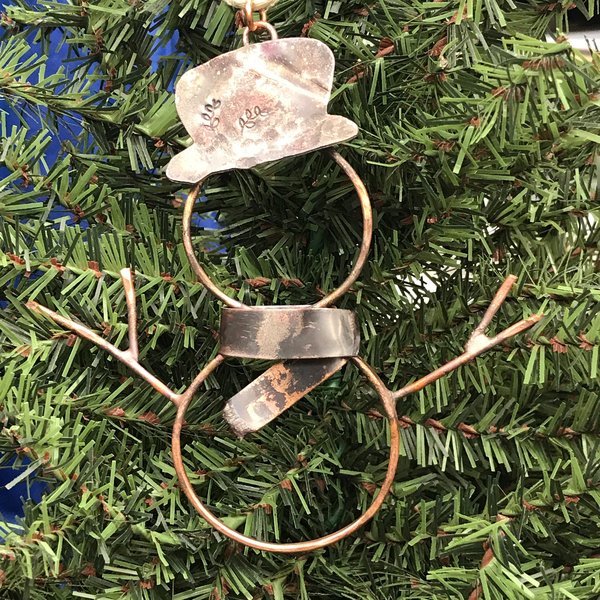 copper snowman ornament