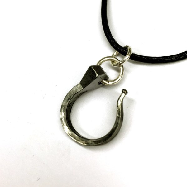 lucky horseshoe, horseshoe nail necklace pendant