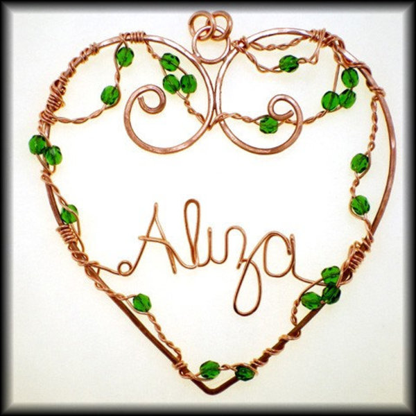 Copper Wire Written Heart Ornament