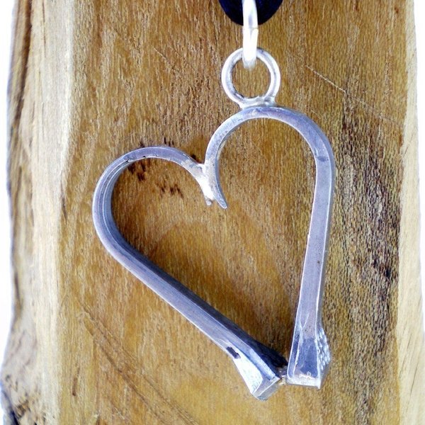 horseshoe nail heart necklace