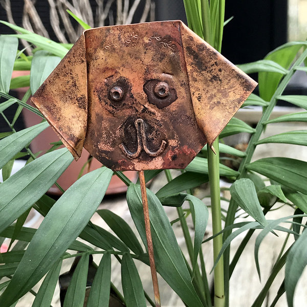 Origami puppy dog face, plant decoration