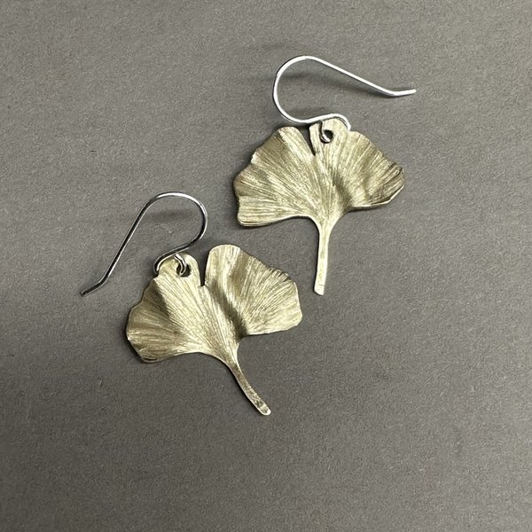 Brass Ginkgo Leaf Earrings