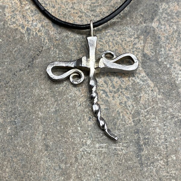 Horseshoe nail dragonfly necklace, photo 1.