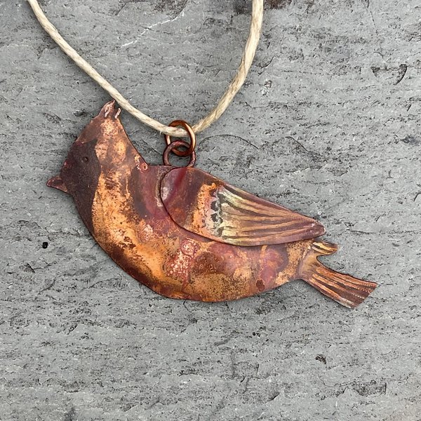 Copper cardinal ornament, example 1