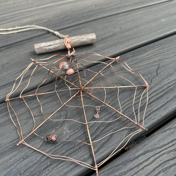 Copper Spider Web Hanging Decoration