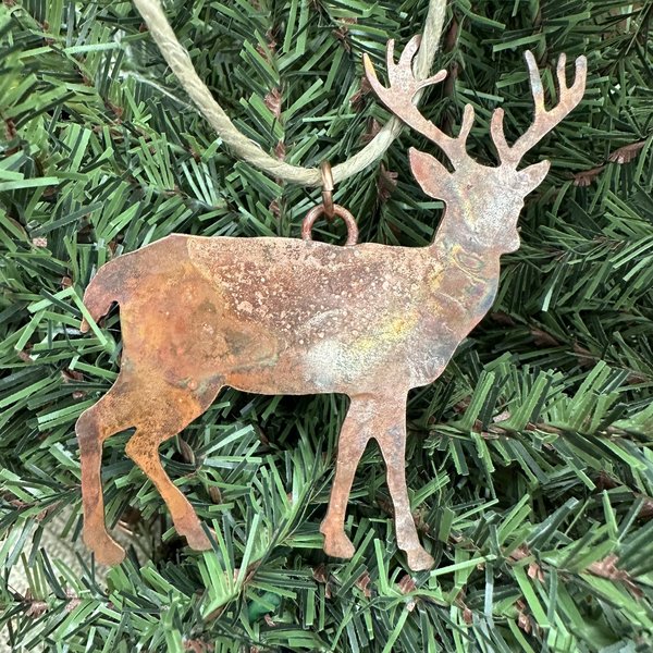 Copper Buck Male Deer with antlers ornament. 